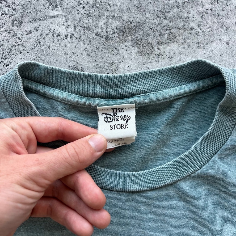 Vintage Mickey Mouse T-Shirt Men Large Green Distressed Disney Store Cartoon 90s - Picture 2 of 7